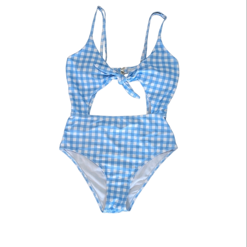 Shein Swimsuit Womens Small Cutout Gingham Resortwear Vacation Cottagecore